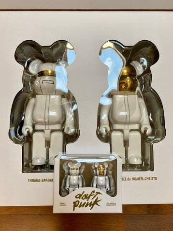 Medicom Toy - Set Bearbrick 400% + 100% Daft Punk [White