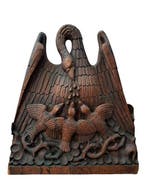 Houten Sculptuur - Pelikaan met Jongen - Christelijke, Antiek en Kunst