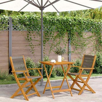 vidaXL 3-delige Bistroset polypropeen en massief hout grijs, Verzenden, Nieuw, Hardhout