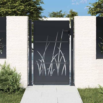 vidaXL Poort 100x150 cm met grasontwerp staal, Verzenden, Nieuw