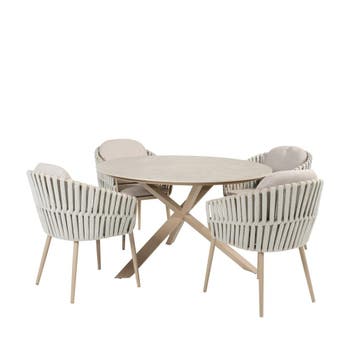 Prado Eva dining tuinset 130xH75 cm rond 5 delig keramiek, Ophalen of Verzenden, Nieuw