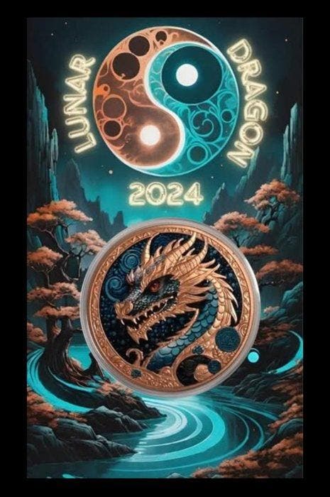 Wereld. Medal Lunar Dragon Proof Color 33g mit CoA (Zonder, Postzegels en Munten, Munten | Europa | Niet-Euromunten