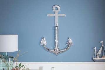 Maritieme wanddecoratie SEVEN SEAS 70cm zilver 3D anker -, Ophalen of Verzenden, Nieuw