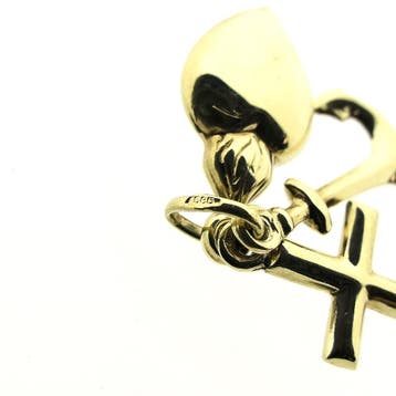Gouden hanger; Geloof, hoop en liefde (Hanger of bedel), Ophalen of Verzenden, Gebruikt, Goud, Overige merken