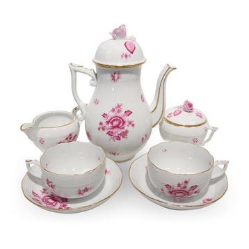 Herend - Koffieservies (5) - Beenderporselein - Nanking Rose