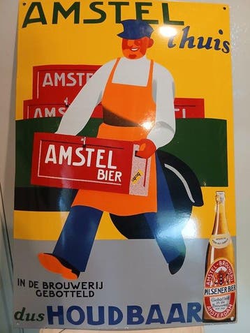 Amstel Bier - Groot emaille reclamebord Amstel Bier -