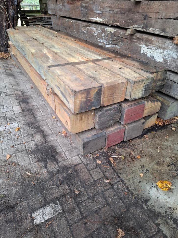 Diverse maten houten balken, planken & palen, Tuin en Terras, Palen, Balken en Planken, Overige typen, Gebruikt