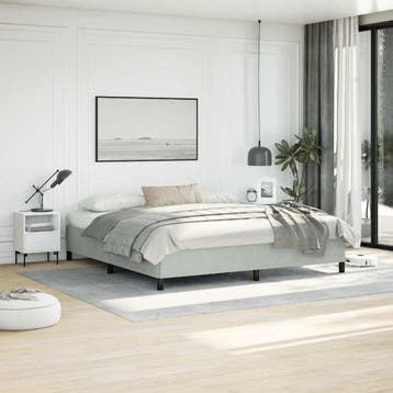 vidaXL Bedframe zonder matras lichtgrijs 193x203 cm kingsize, Huis en Inrichting, Verzenden, Nieuw, Tweepersoons, Stof