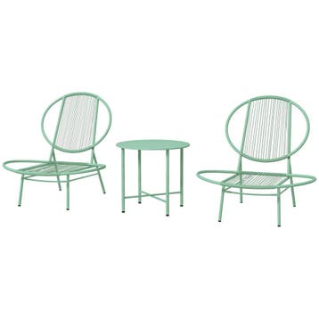 TRUUSK 3-delige Bistro-Set - Staal - Weerbestendig - Ergonom, Verzenden, Nieuw