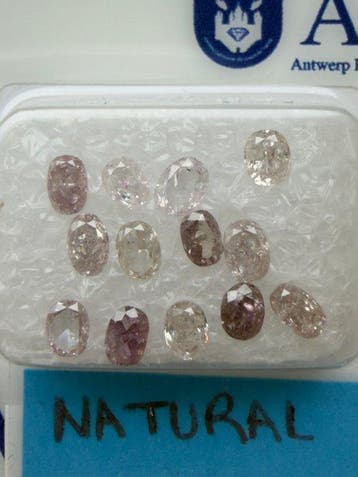 13 pcs Diamant (Natuurlijk gekleurd) - 1.74 ct - Ovaal - P1,, Sieraden, Tassen en Uiterlijk, Edelstenen, Nieuw