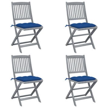 vidaXL Set van 4 klapstoelen met kussens, gemaakt van, Verzenden, Nieuw, Hout