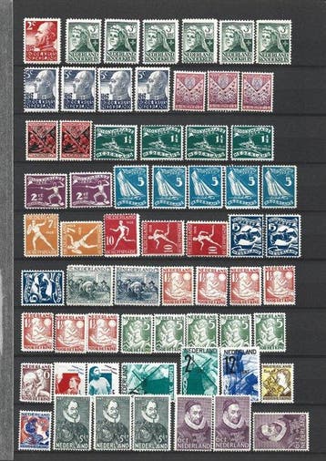 Nederland 1927/1939 - Partijtje postfrisse losse zegels, Gestempeld