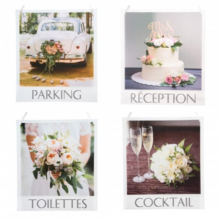 Set met 4 decoratie borden voor het huwelijk, Hobby en Vrije tijd, Feestartikelen, Geboorte of Huwelijk, Nieuw, Versiering, Verzenden