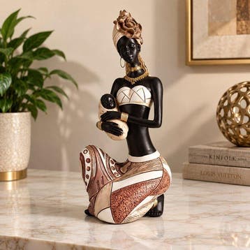 Decoratief ornament - African Mother & Child Sculpture