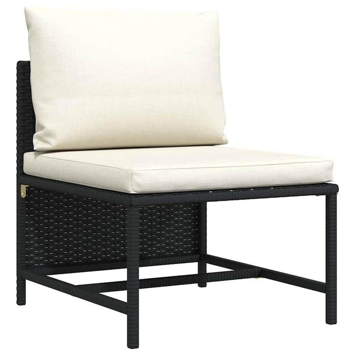 Lounge Middenbank Zwart | Weerbestendig | Laatste Stuk!, Tuin en Terras, Tuinbanken, Zo goed als nieuw, Wicker, Ophalen of Verzenden
