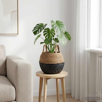 vidaXL Plantenpot met handvatten Zwart Ø 22 x 20 cm 100%, Verzenden, Nieuw, Minder dan 30 cm