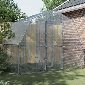 vidaXL Vogelkooi met deur gegalvaniseerd staal zilverkleurig, Verzenden, Nieuw