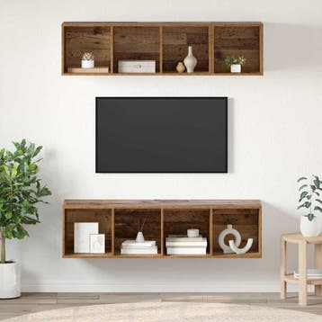 vidaXL Tv-meubelset 3 st Oud Hout Bewerkt hout, Huis en Inrichting, Minder dan 50 cm, Verzenden, Nieuw, Minder dan 100 cm