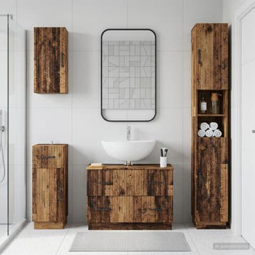 vidaXL 4-delige Badkamerkast Set HOORN Oud hout Bewerkt hout, Verzenden, Nieuw