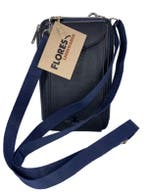 Leren rechthoekig portemonneetasje Donkerblauw met telefoonv, Verzenden, Nieuw