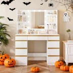 Kaptafel met LED Spiegel – Make-up Tafel met 9 Lades, Verzenden, Nieuw