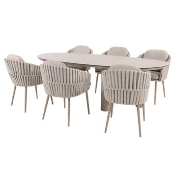 Denia Eva dining tuinset 240x105xH75 cm 7 delig keramiek, Ophalen of Verzenden, Nieuw