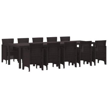 vidaXL Tuin Eetset 11 st Bruin Rattan, Verzenden, Nieuw, Meer dan 8 zitplaatsen