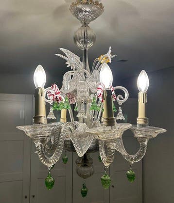 Kroonluchter - Muranoglas - Vintage zeslicht kroonluchter