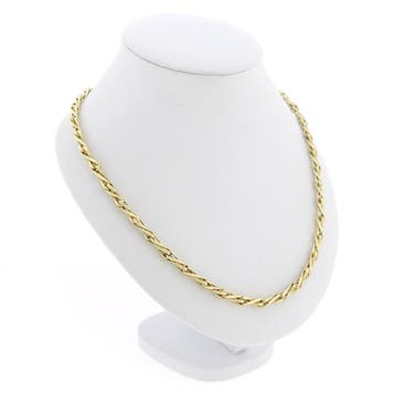 Gouden fantasie schakel ketting | 45,5 cm, Ophalen of Verzenden, Gebruikt, Goud, Goud