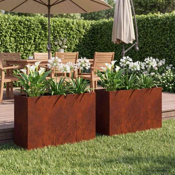 vidaXL Plantenbak 2 st Roestkleurig 80 x 30 x 49 cm weervast, Verzenden, Minder dan 60 cm, Nieuw, Metaal