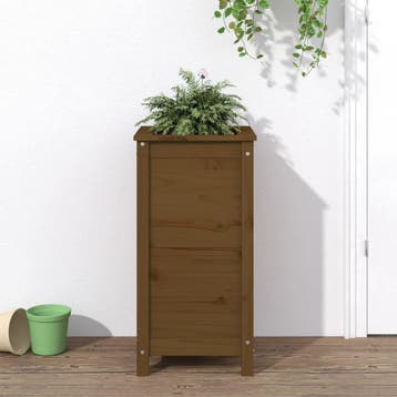 vidaXL Plantenbak 40x40x78 cm massief grenenhout honingbruin, Verzenden, Minder dan 60 cm, Nieuw, 60 cm of meer