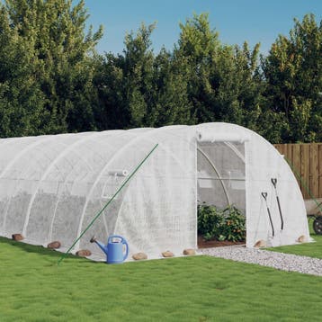 vidaXL Tuinkas met stalen frame 72 m² 18x4x2 m wit, Verzenden, Nieuw