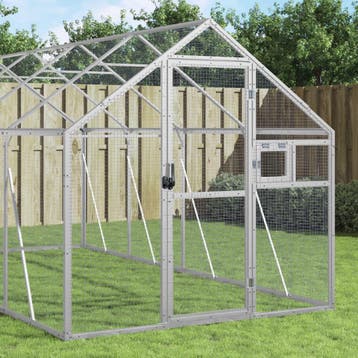vidaXL Volière 1,79x4x1,85 m aluminium zilverkleurig, Verzenden, Nieuw