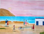 Esther Cela - Atardecer en la playa, Antiek en Kunst