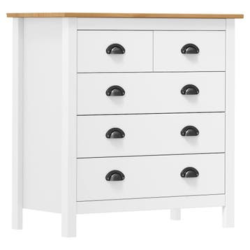 vidaXL Dressoir Hill 79x40x80 cm massief grenenhout wit, Verzenden, Nieuw, 50 tot 100 cm, Grenenhout