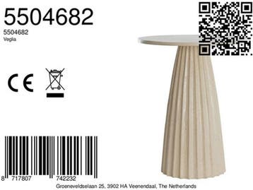 Light & Living Veglia - Bijzettafel - Modern design - Ø45cm, Huis en Inrichting, Tafels | Bijzettafels, Verzenden, Nieuw