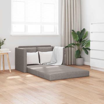 vidaXL Slaapbank vloermodel 2-in-1 112x174x55 cm stof taupe, Verzenden, Nieuw, Stof, Minder dan 150 cm