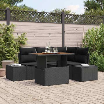 vidaXL Tuin Sofa Set met opslag 5 pcs Zwart Poly riet, Verzenden, Nieuw, Rotan, 5 zitplaatsen