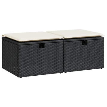 vidaXL 2-delige Loungeset met kussens poly rattan acacia, Verzenden, Nieuw, Loungeset