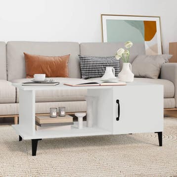 vidaXL Salontafel 90x50x40 cm bewerkt hout wit, Huis en Inrichting, Tafels | Salontafels, 50 tot 100 cm, Verzenden, Nieuw, 50 tot 100 cm