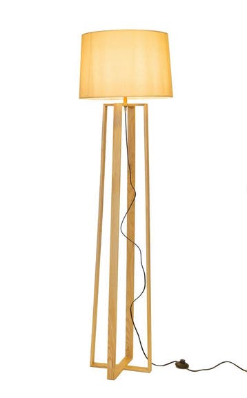 Staande Lamp Vierpoot Hout Beige Kap - Valott Ampua, Ophalen of Verzenden, Nieuw, Hout