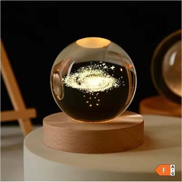 3D Kristallen Bol Zonnestelsel LED Lamp met Houten Basis, Verzenden, Nieuw