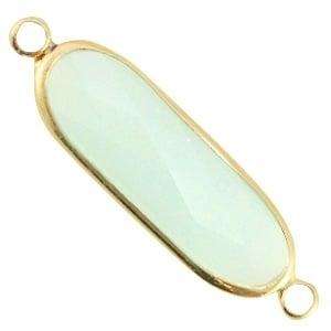 1 x Crystal glas tussenstuk lang ovaal 9 x 27 mm – gat ca., Ophalen of Verzenden, Nieuw, Tussenstuk of Tussenkraal
