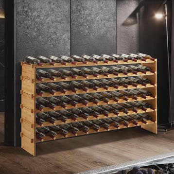 6-Laags Bamboe Wijnrek voor 72 Flessen - Modulair en Vrijsta, Verzenden, Nieuw