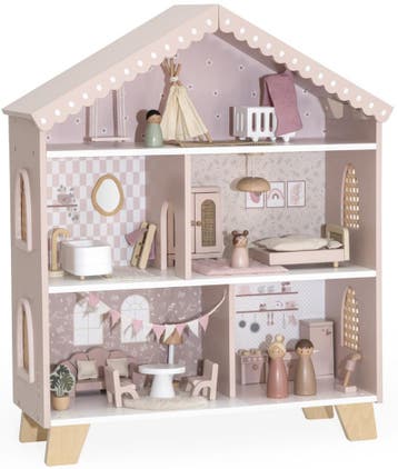 Label Label Roze Houten Poppenhuis, Verzenden, Nieuw