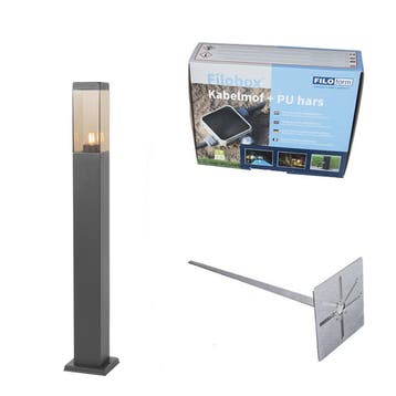 Buitenlamp donkergrijs met smoke glas met grondpin en, Verzenden, Nieuw