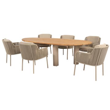 Estate Bernini dining tuinset 240x105xH75 cm mango 7 delig, Ophalen of Verzenden, Nieuw