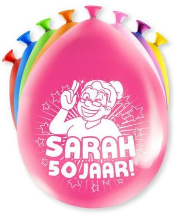 Ballonen Sarah 50 jaar, Hobby en Vrije tijd, Feestartikelen, Verzenden, Nieuw, Versiering, Abraham of Sarah