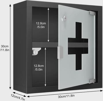 Vergrendelbare Medicijnkast RVS met Glazen Deur - 2 Vakken, Verzenden, Nieuw