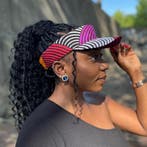 Zonneklep / Pet met Afrikaanse print - Oranje en paarse Conc, Ophalen of Verzenden, Nieuw